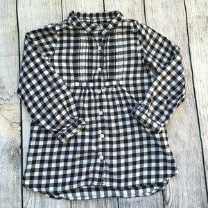 Soft flannel gingham black white top